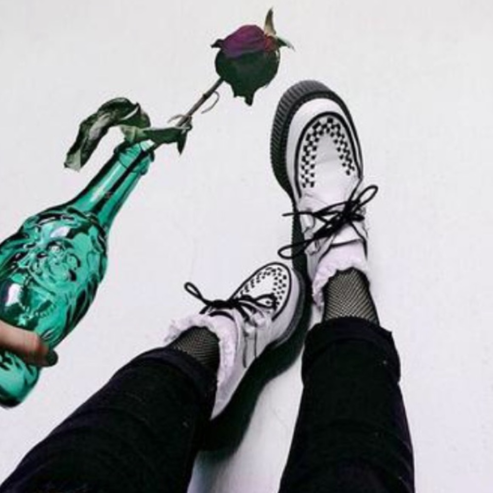 T.U.K White Leather Creepers